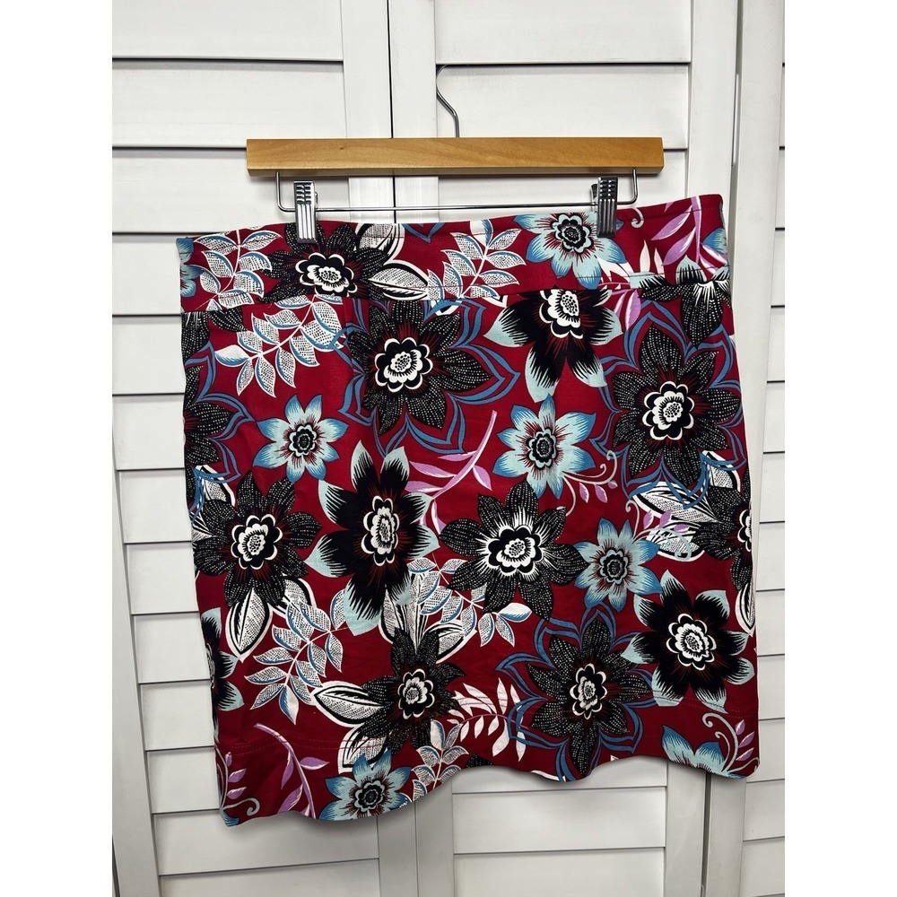 Talbots Floral A-Line Cotton Mini Skirt Career Office Women's Size 16 - Picture 8 of 8